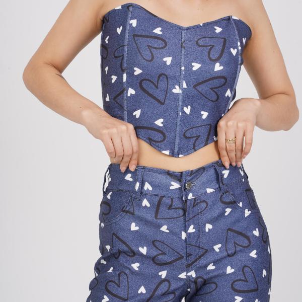 Pantalón denim corazones