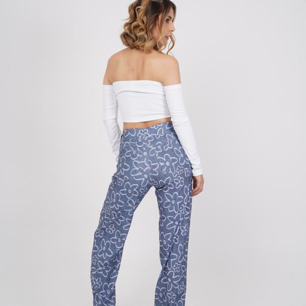 Pantalón denim flores